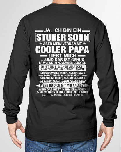 DEU11 - JA, ICH BIN EIN STURER SOHN T-SHIRT – GEBURTSTAGSGESCHENK VON EINEM NOVEMBER-PAPA - ccdi11 (SKU2606-87-11)