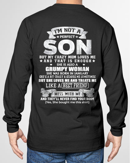 January - I'm Not A Perfect Son But My Crazy Mom Love Me & Treats Me Like A Best Friend - Birthday Gift From January Mom / Woman - ccdi01 (SKU2609-342-01)