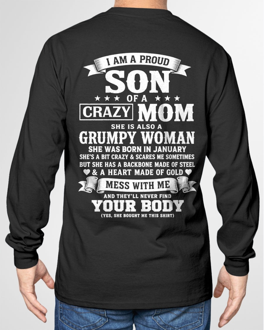 ccdi01 - I AM A PROUD SON OF A CRAZY MOM - Birthday Gift From January Mom / Woman - (SKU2607-115-01)