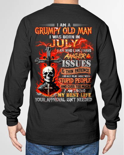 JULY - GRUMPY OLD MAN T-SHIRT - FUNNY SKULL ANGER ISSUES TEE - PERFECT GIFT FOR MEN ccdi07 / male (SKU12-319-07)