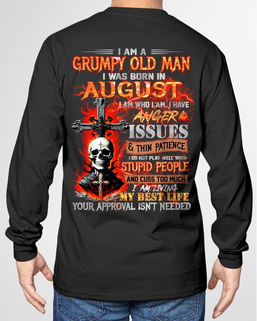 AUGUST - GRUMPY OLD MAN T-SHIRT - FUNNY SKULL ANGER ISSUES TEE - PERFECT GIFT FOR MEN ccdi08 / male (SKU12-319-08)