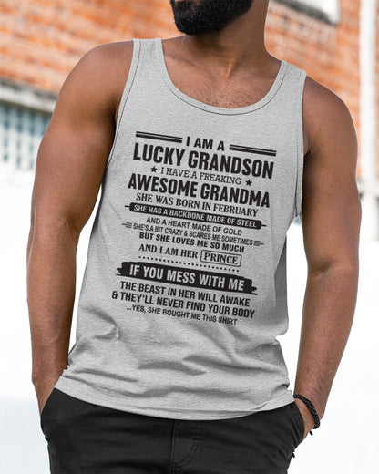 I Am A Lucky Grandson T-Shirt – Birthday Gift From February Grandma / Woman - ccdi02 (SKU11-29-02)