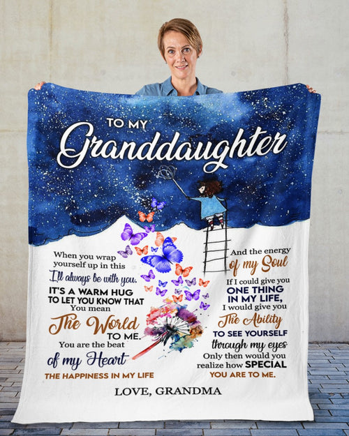To my granddaughter - Gift for granddaughter Sherpa Fleece Blanket - from grandma (SKUB12-BLK-04)