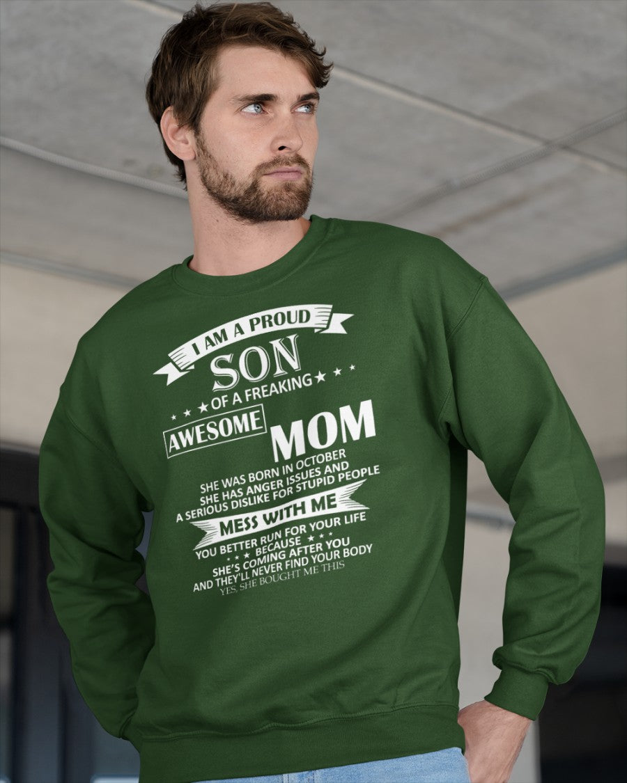 October - I AM A PROUD SON OF A FREAKING AWESOME MOM - FROM WOMAN (SKU07-49-10)