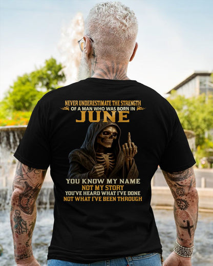JUNE - NEVER UNDERESTIMATE - BIRTHDAY T-SHIRT FOR MEN - MALE / CCDI06 (SKU26T-01-06-06)
