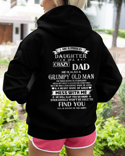 ccdi02 - I AM A PROUD DAUGHTER OF A CRAZY DAD - Birthday Gift From February Dad / Man - (SKU2605-156-02)