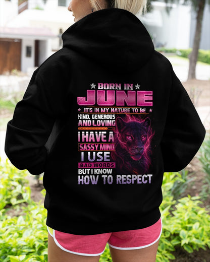 Born in June T-Shirt – Sassy Mind, Respect Quote Panther Design - FMA ccdi06 (SKU09-24-06)