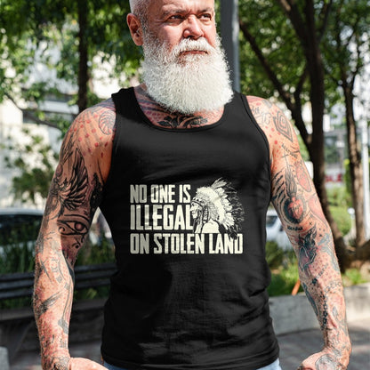 Native American T-Shirts, Vintage Native American Unisex T-Shirt/Hoodie/Sweatshirt HLT00 - No One Is Illegal On Stolen Land - Indian Native American T-Shirt (1)