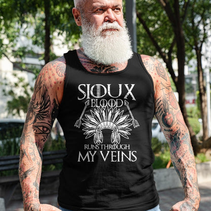 Native American T-Shirts, Vintage Native American Unisex T-Shirt/Hoodie/Sweatshirt HLT00 - Sioux Blood Proud Native American Headdress Sioux Tribe T-Shirt