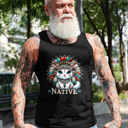 Native American T-Shirts, Vintage Native American Unisex T-Shirt/Hoodie/Sweatshirt HLT00 - Native American Day Cute American Native Indian Kawaii Cat T-Shirt (1)