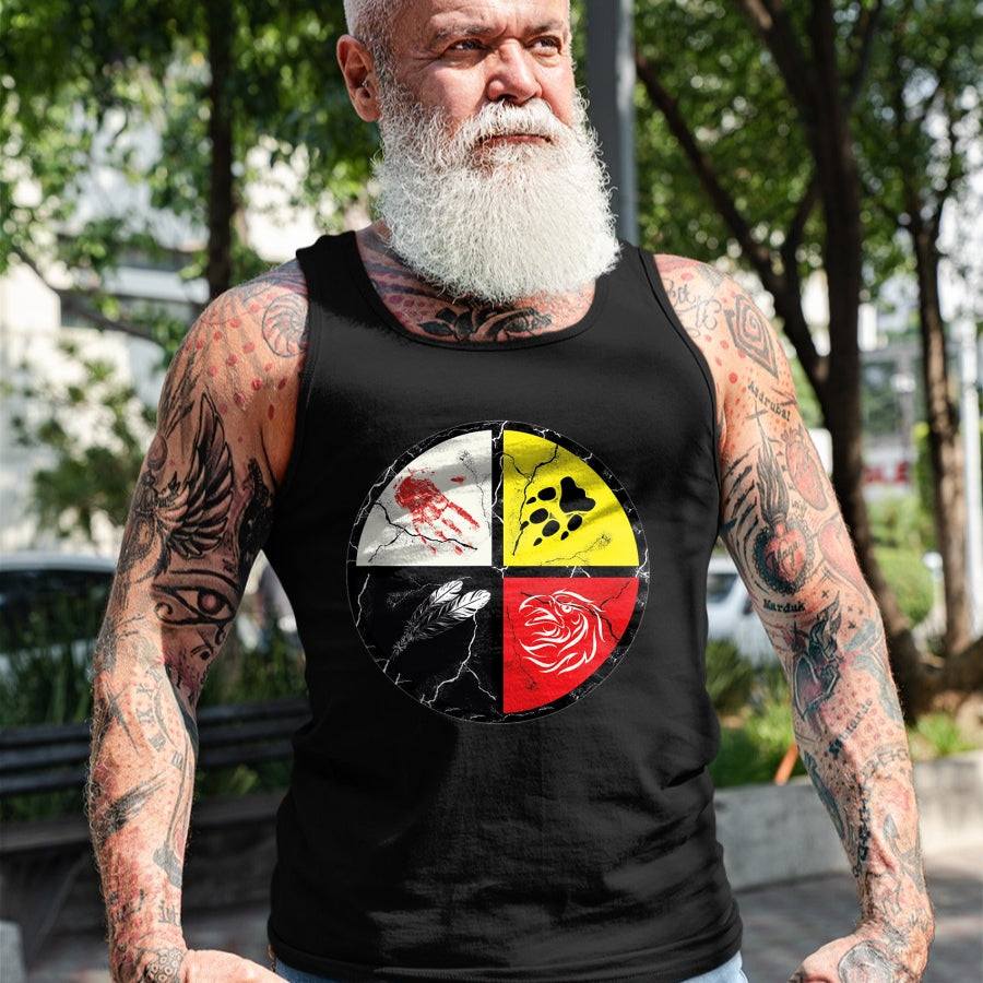 Native American T-Shirts, Vintage Native American Unisex T-Shirt/Hoodie/Sweatshirt HLT00 - Native American Medicine Wheel T-Shirt (1)