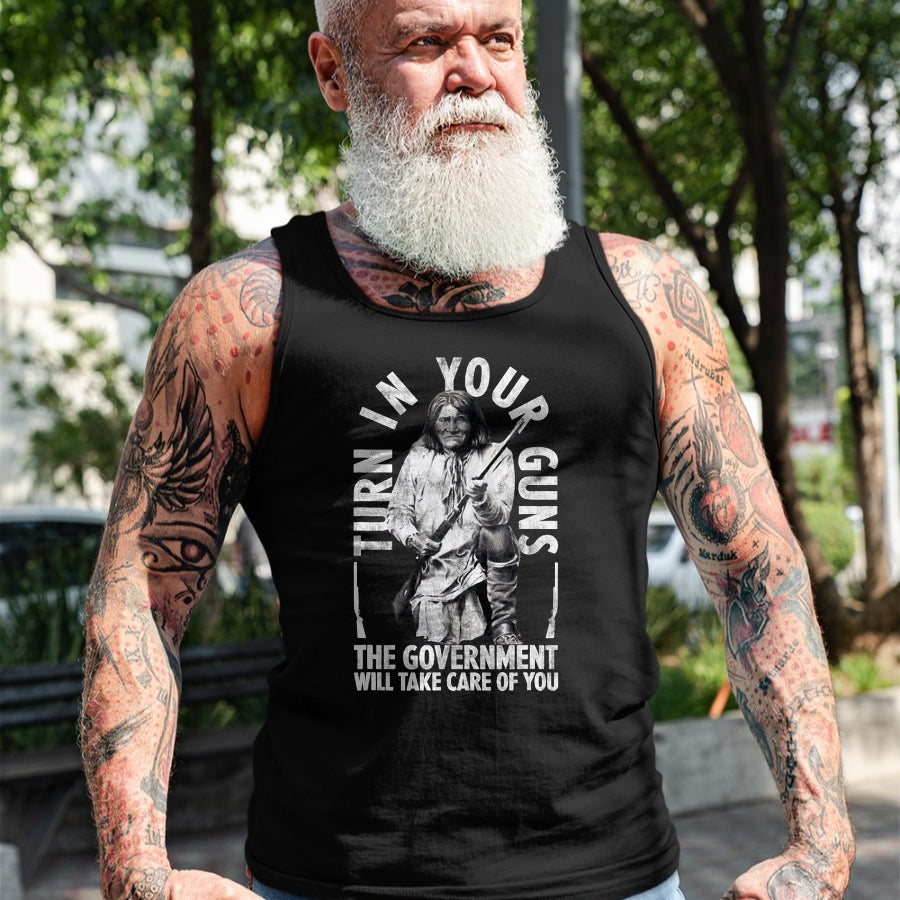 Native American T-Shirts, Vintage Native American Unisex T-Shirt/Hoodie/Sweatshirt HLT00 - Native America Turn Your Guns Government Take Care Of You T-Shirt