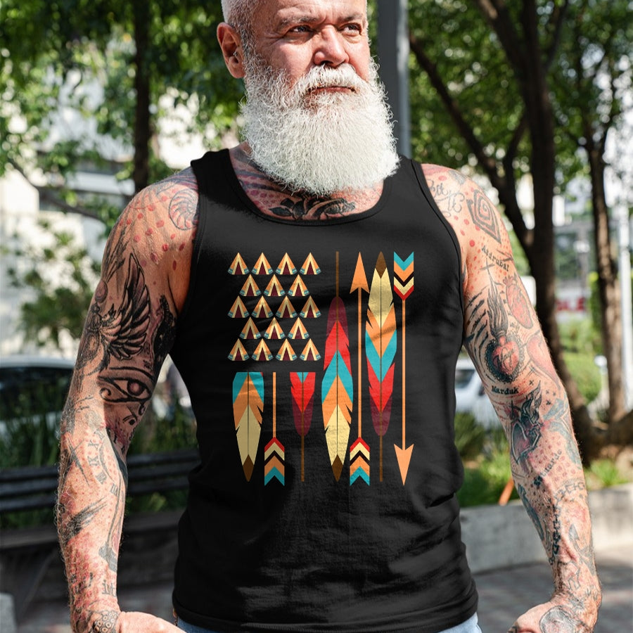 Native American T-Shirts, Vintage Native American Unisex T-Shirt/Hoodie/Sweatshirt HLT00 - Native American Pride USA Flag T-Shirt T-Shirt