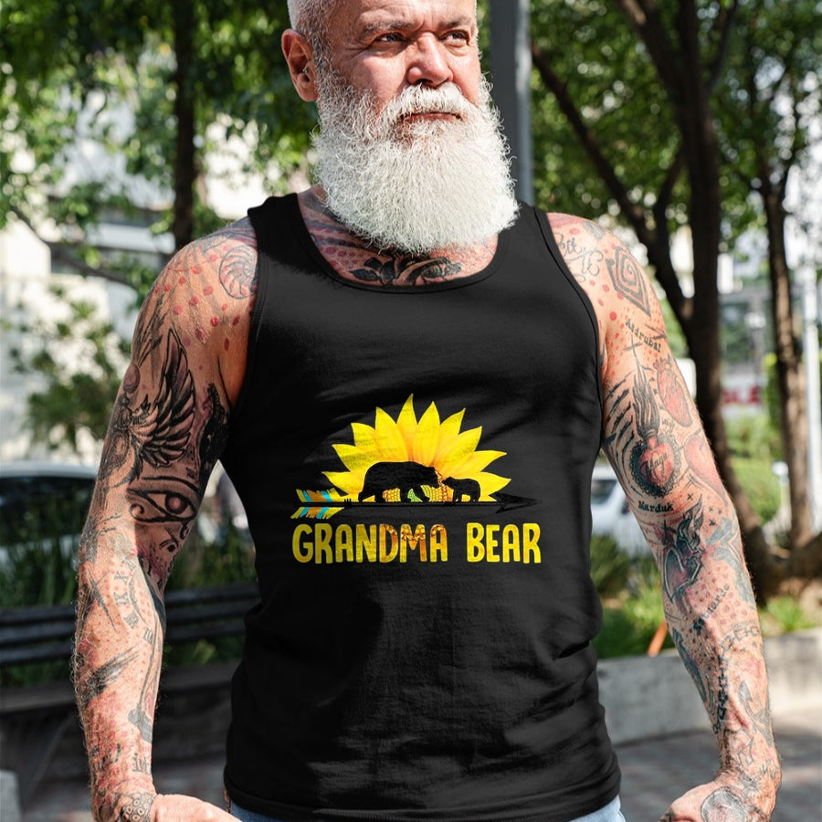 Native American T-Shirts, Vintage Native American Unisex T-Shirt/Hoodie/Sweatshirt HLT00 - Grandma Bear Sunflower Native American T-Shirt (1)