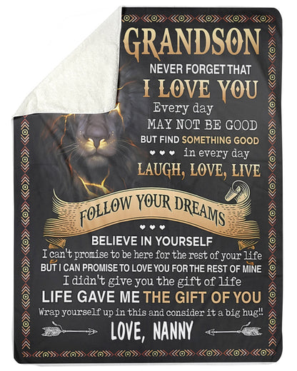 Special Gift For Your Grandson Blanket - From NANNY (SKU-CHAU-B07)