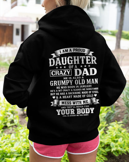 ccdi01 - I AM A PROUD DAUGHTER OF A CRAZY DAD - Birthday Gift From January Dad / Man - (SKU2605-283-01)