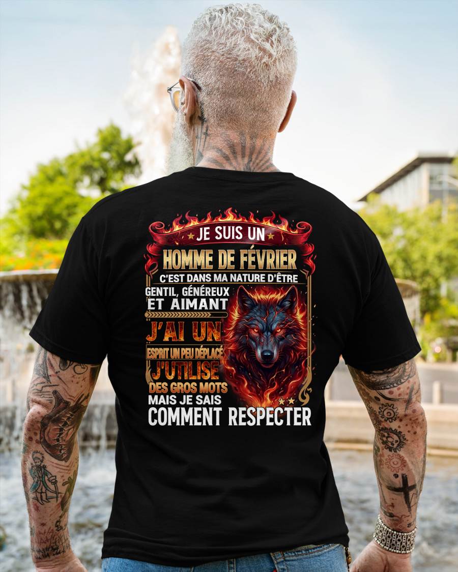 FÉVRIER – ESPRIT MALICIEUX MAIS SAIT RESPECTER - T-SHIRT ANNIVERSAIRE HOMME - IMPRESSION DTG PREMIUM - frCCDI02 (SKU2604-87-02)