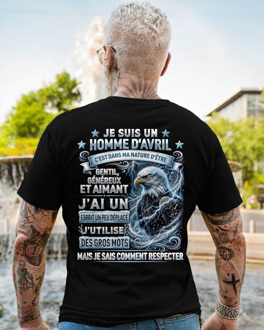 AVRIL – ESPRIT MALICIEUX MAIS SAIT RESPECTER - T-SHIRT ANNIVERSAIRE HOMME - IMPRESSION DTG PREMIUM - frCCDI04 (SKU2604-86-04)