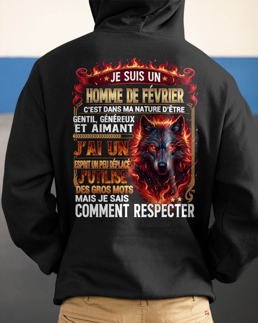 FÉVRIER – ESPRIT MALICIEUX MAIS SAIT RESPECTER - T-SHIRT ANNIVERSAIRE HOMME - IMPRESSION DTG PREMIUM - frCCDI02 (SKU2604-87-02)