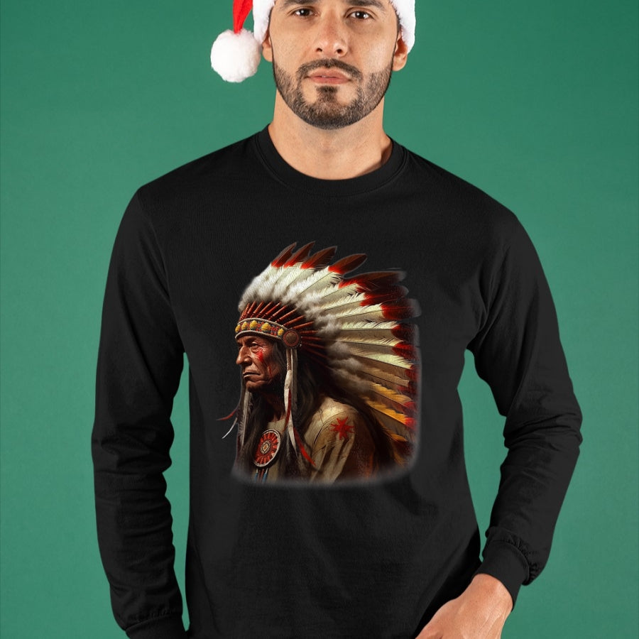 Native American T-Shirts, Vintage Native American Unisex T-Shirt/Hoodie/Sweatshirt HLT00 - Native American Indian Headdress Graphic Tees Men Women T-Shirt (1)