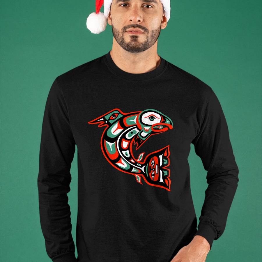 Native American T-Shirts, Vintage Native American Unisex T-Shirt/Hoodie/Sweatshirt HLT00 - Haida art, Native American Style, Salmon Totem T-Shirt