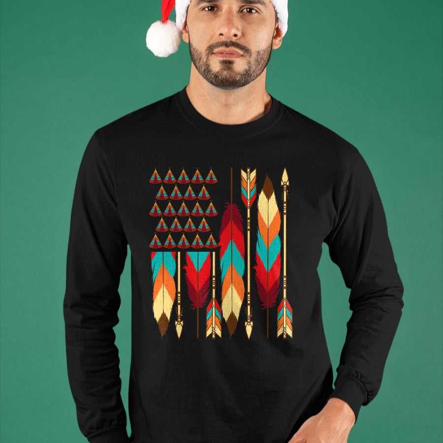 Native American T-Shirts, Vintage Native American Unisex T-Shirt/Hoodie/Sweatshirt HLT00 - Native American Flag - Pride Month Indigenous People Veteran T-Shirt
