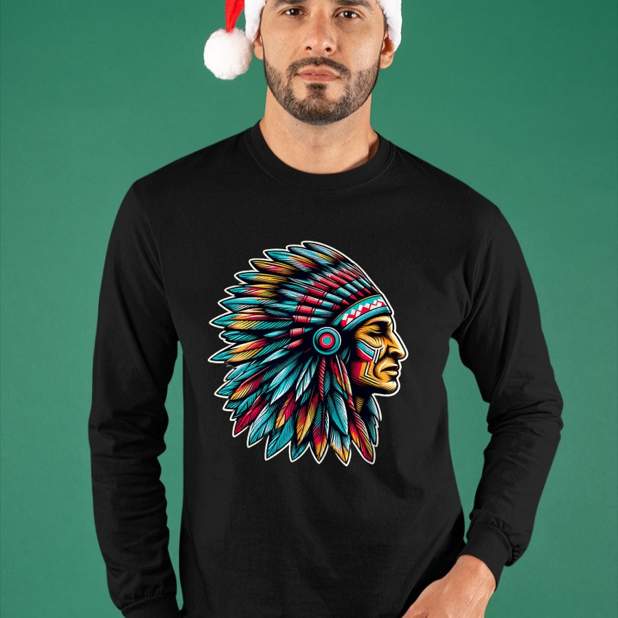 Native American T-Shirts, Vintage Native American Unisex T-Shirt/Hoodie/Sweatshirt HLT00 - Native American Indian Headdress Chief Feathers Indigenous T-Shirt (1)