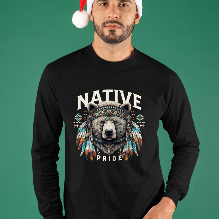Native American T-Shirts, Vintage Native American Unisex T-Shirt/Hoodie/Sweatshirt HLT00 - Native American Bear Artwork Native American Day Design T-Shirt (4)