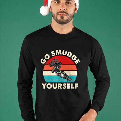 Native American T-Shirts, Vintage Native American Unisex T-Shirt/Hoodie/Sweatshirt HLT00 - Go Smudge Yourself Native American Funny Smudging Feather T-Shirt (1)