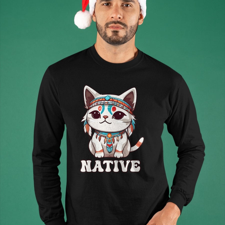 Native American T-Shirts, Vintage Native American Unisex T-Shirt/Hoodie/Sweatshirt HLT00 - American Flag - Cute American Native Indian Kawaii Cat Woman Girl T-Shirt