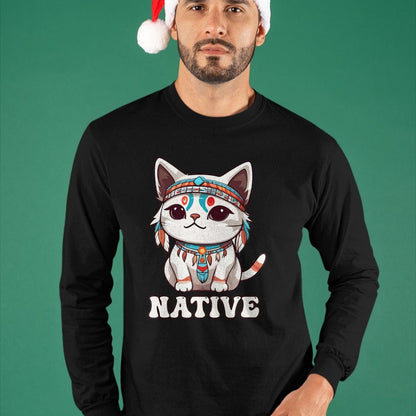 Native American T-Shirts, Vintage Native American Unisex T-Shirt/Hoodie/Sweatshirt HLT00 - American Flag - Cute American Native Indian Kawaii Cat Woman Girl T-Shirt