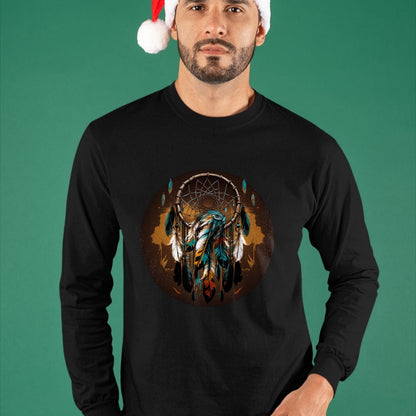 Native American T-Shirts, Vintage Native American Unisex T-Shirt/Hoodie/Sweatshirt HLT00 - Native American Dreamcatcher Indian Design Long Sleeve T-Shirt (1)