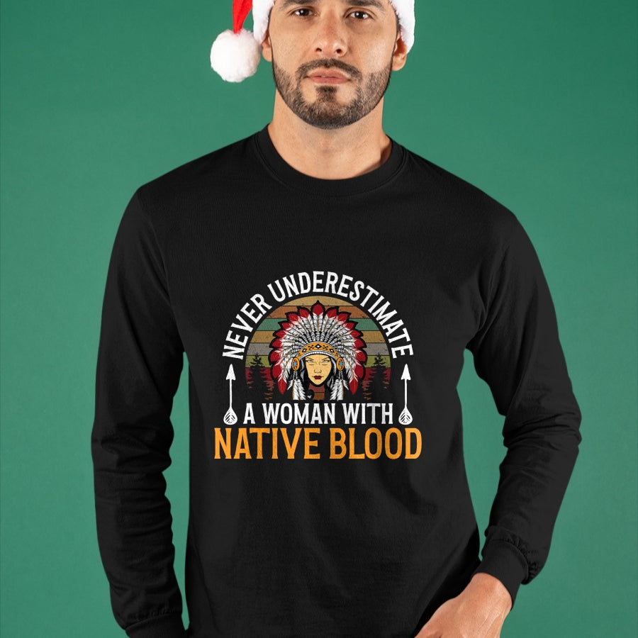 Native American T-Shirts, Vintage Native American Unisex T-Shirt/Hoodie/Sweatshirt HLT00 - Native American Heritage Indigenous Woman With Native Blood T-Shirt