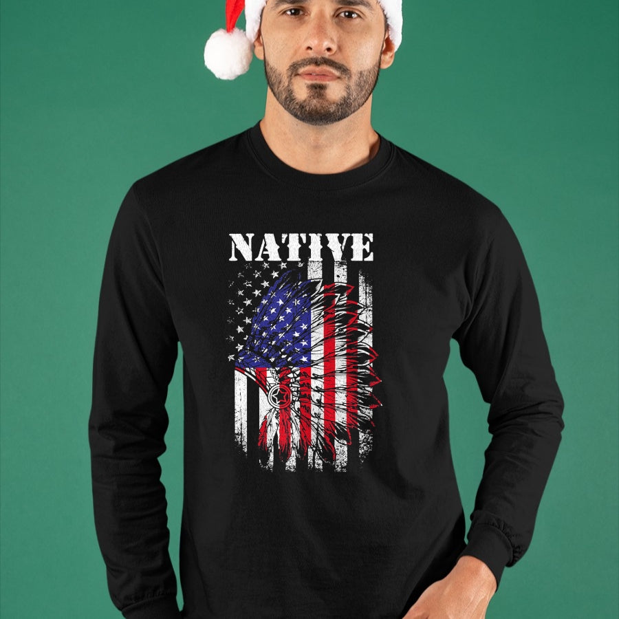 Native American T-Shirts, Vintage Native American Unisex T-Shirt/Hoodie/Sweatshirt HLT00 - Native American Flag Indigenous Native American Tribe T-Shirt (1)