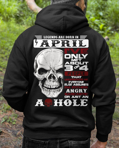 Legends Are Born in April Skull T-Shirt - male ccdi04 (SKU10-16-04)