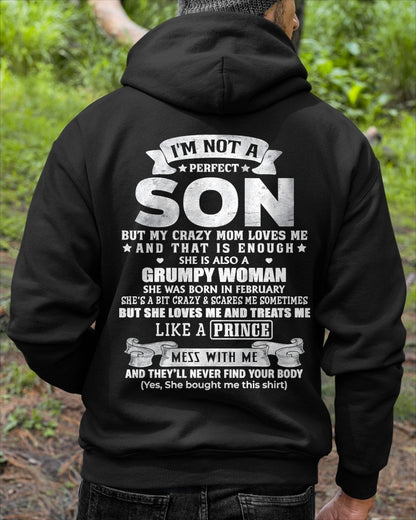 February - I'm Not A Perfect Son But My Crazy Mom Love Me - Birthday Gift From February Mom / Woman - ccdi02 (SKU2603-67-02)