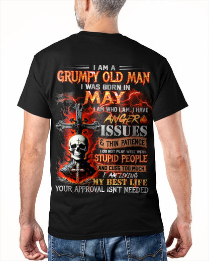 MAY - GRUMPY OLD MAN T-SHIRT - FUNNY SKULL ANGER ISSUES TEE - PERFECT GIFT FOR MEN ccdi05 / male (SKU12-319-05)