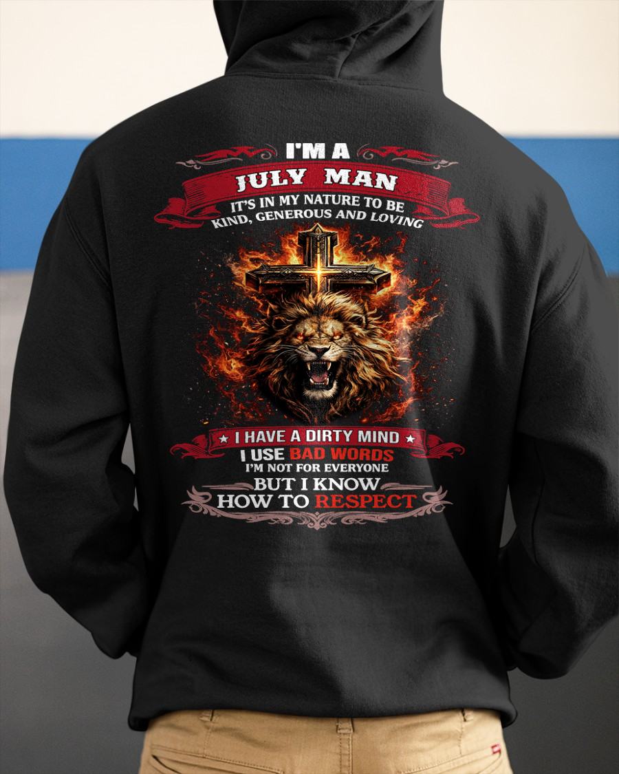 JULY - KIND AND LOVING ARE MY NATURE - PREMIUM DTG PRINT BIRTHDAY T-SHIRT FOR MEN - MALE / CCDI07 (SKU26T-01-31-07)