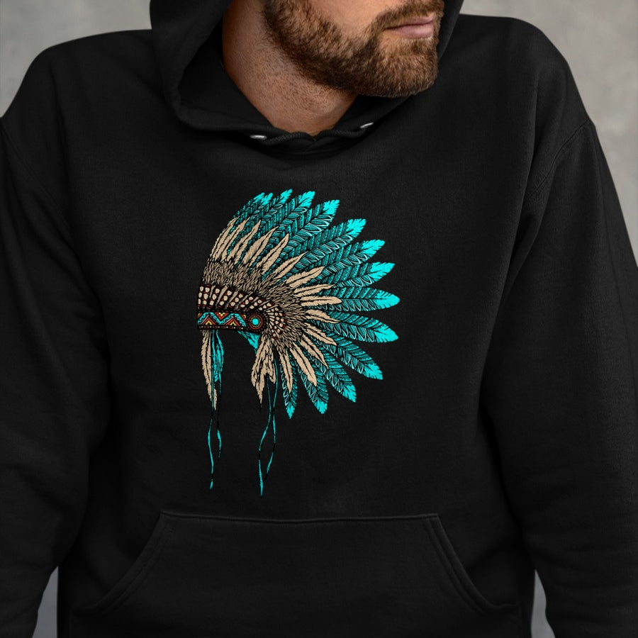 Native American T-Shirts, Vintage Native American Unisex T-Shirt/Hoodie/Sweatshirt HLT00 - Native American Indian Headdress Costume Jewelry Decor T-Shirt (1)