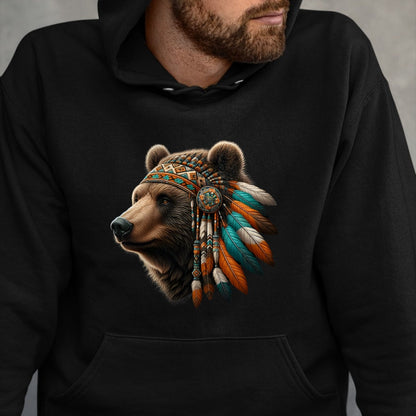 Native American T-Shirts, Vintage Native American Unisex T-Shirt/Hoodie/Sweatshirt HLT00 - Native American Bear Artwork Native American Day Design T-Shirt (1)