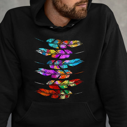 Native American T-Shirts, Vintage Native American Unisex T-Shirt/Hoodie/Sweatshirt HLT00 - Indigenous Heritage Colorful Feathers Indian Native American T-Shirt (1)