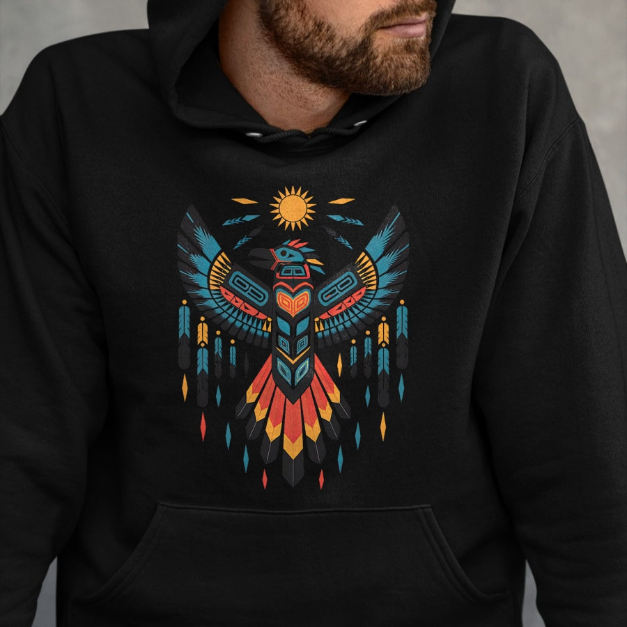 Native American T-Shirts, Vintage Native American Unisex T-Shirt/Hoodie/Sweatshirt HLT00 - North American Tribal Thunderbird Vibrant Geometric Design T-Shirt