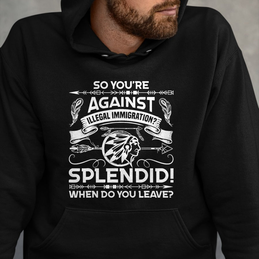 Native American T-Shirts, Vintage Native American Unisex T-Shirt/Hoodie/Sweatshirt HLT00 - Funny Native American Immigration Indigenous Indian Pride T-Shirt