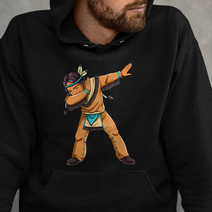 Native American T-Shirts, Vintage Native American Unisex T-Shirt/Hoodie/Sweatshirt HLT00 - American Flag - Dabbing Native American Men T-Shirt (1)