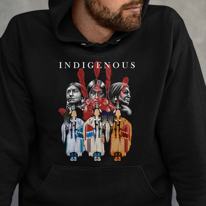 Native American T-Shirts, Vintage Native American Unisex T-Shirt/Hoodie/Sweatshirt HLT00 - Native American Indigenous Red Hand Indian Blood Themed Long Sleeve T-Shirt (1)