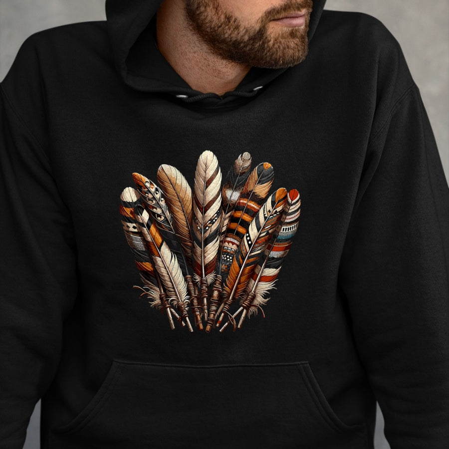 Native American T-Shirts, Vintage Native American Unisex T-Shirt/Hoodie/Sweatshirt HLT00 - Southwest Native American Indian Tribal Art Colorful Feather T-Shirt (1)