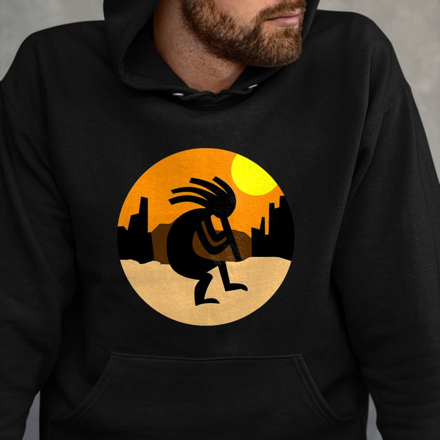 Native American T-Shirts, Vintage Native American Unisex T-Shirt/Hoodie/Sweatshirt HLT00 - Kokopelli Native American Sunset T-Shirt T-Shirt