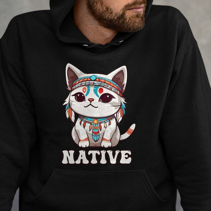 Native American T-Shirts, Vintage Native American Unisex T-Shirt/Hoodie/Sweatshirt HLT00 - American Flag - Cute American Native Indian Kawaii Cat Woman Girl T-Shirt