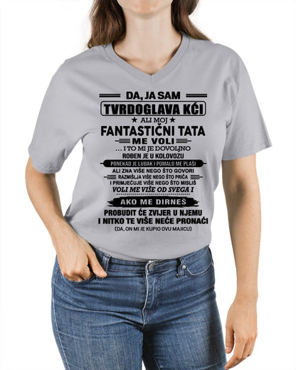 HR08 - DA, JA SAM TVRDOGLAVA KĆI T-Shirt – Rođendanski Poklon Od TATE Rođenog U Kolovozu - ccdi08 (SKU2605-336-08)