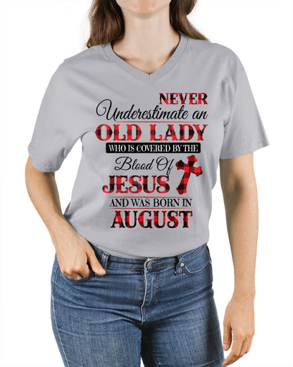 AUGUST - NEVER Underestimate an OLD LADY WHO IS COVERED BY THE Blood Of JESUS - ccdi08 FMA (SKU2605-69-08)